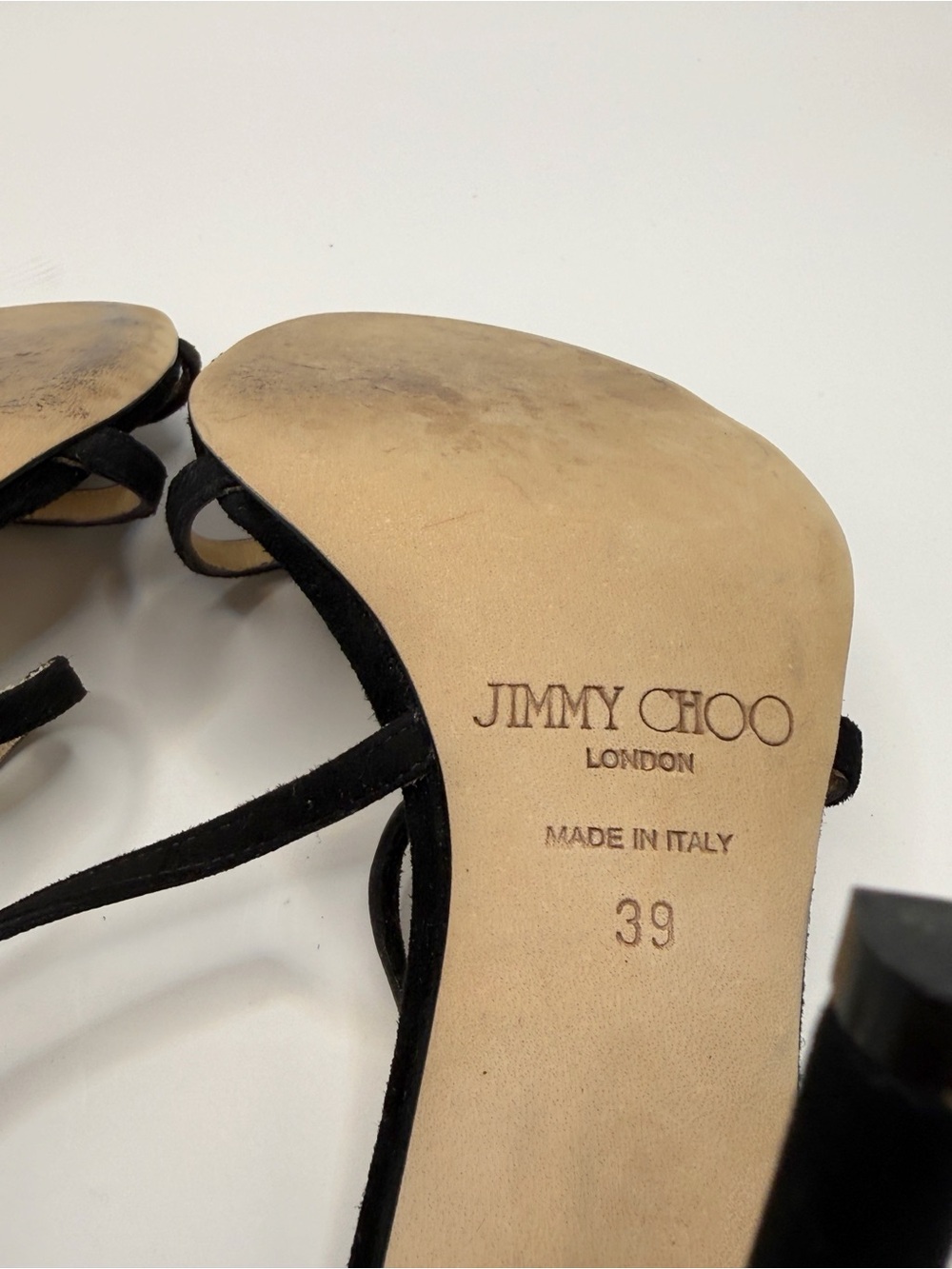 Authentic Jimmy Choo Black Suede Elaine Strappy Sandals High Heels Stiletto - Picture 13 of 15